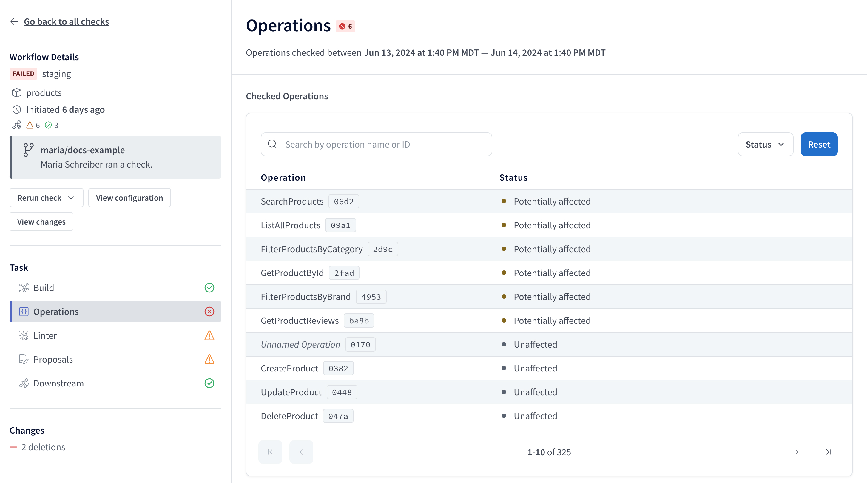 Service check page in GraphOS Studio